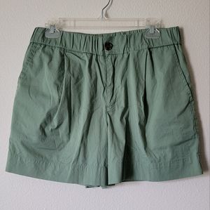 Green Pleated High Waisted Shorts w/ Pockets